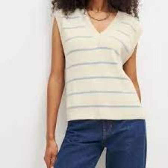 Reformation Janey Cotton Sweater Vest Pablo Stripe - Size XS - Picture 2 of 4